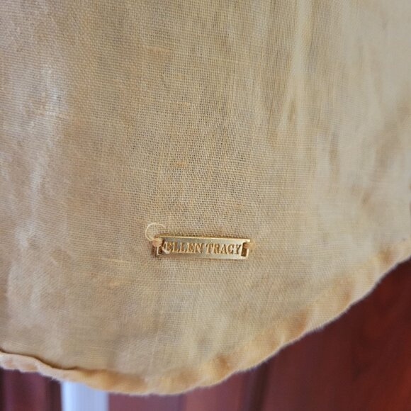 Ellen Tracy Yellow 3/4 Sleeve Linen-Cotton Blend Zip-Front Blouse Size XS - Picture 2 of 5